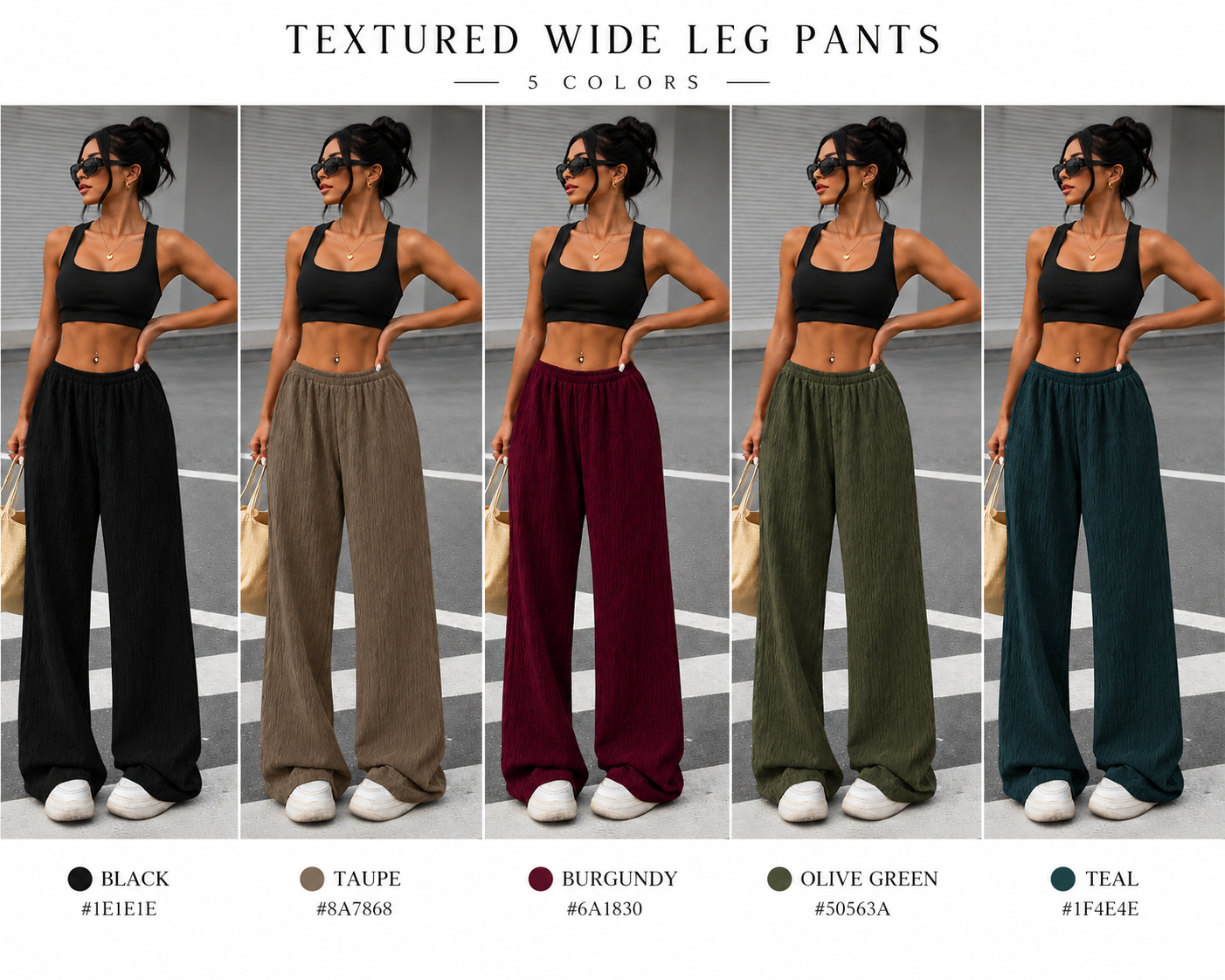 Women's Textured Wide Leg Pants